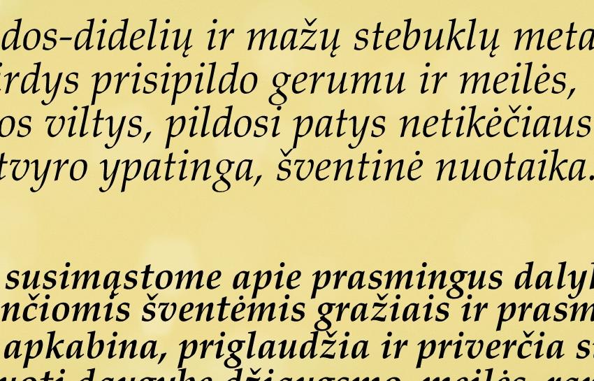 RAMIŲ, ŠILTŲ ŠV. KALĖDŲ IR PRASMINGŲ NAUJŲJŲ METŲ!